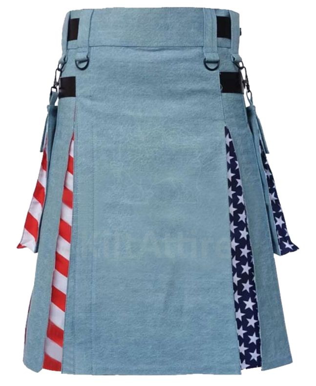 American Flag Denim Hybrid Utility Kilt