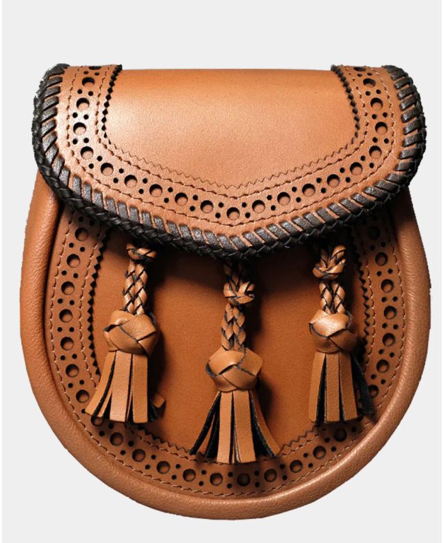 Artsian Classic Brogue Sporran in Tan Leather
