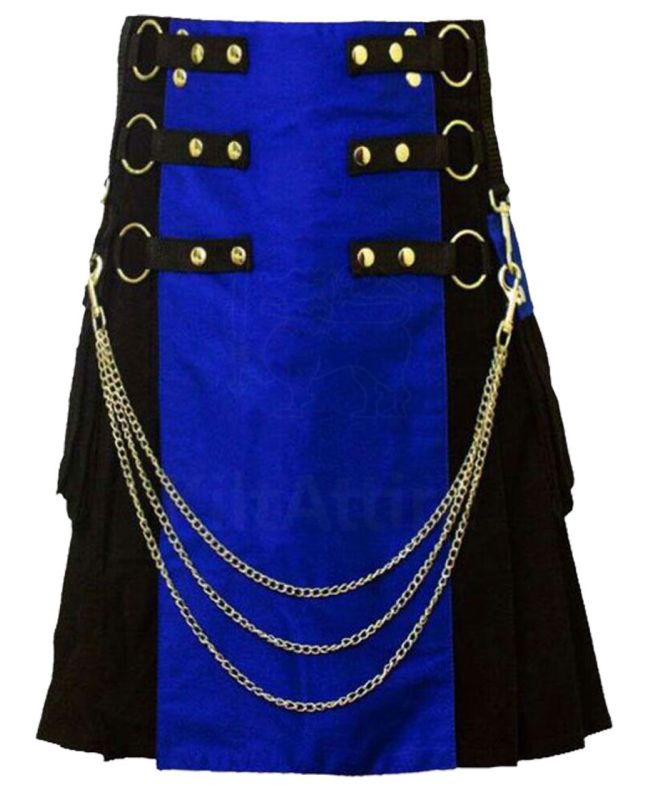 Black and Blue Fashion Hybrid Utility Kilt 