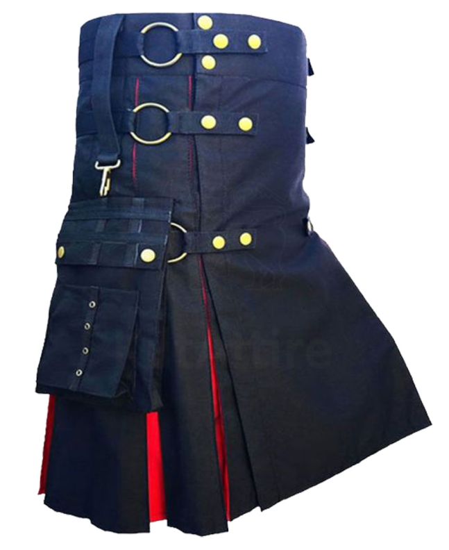 Black And Red Hybrid Utility Kilt Side