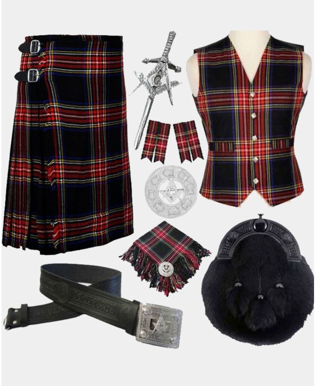 Black Stewart Tartan Kilt Package Deal