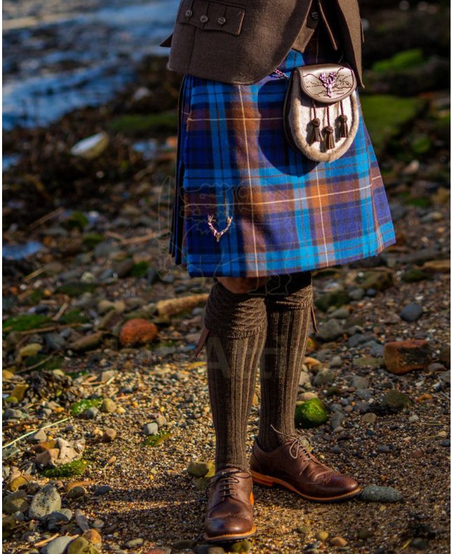 Buchanan Hunting Modern Blue Tartan Kilt Front
