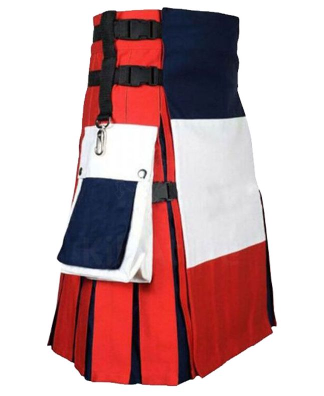 Cotton Utility Kilt French Flag Kilt Side