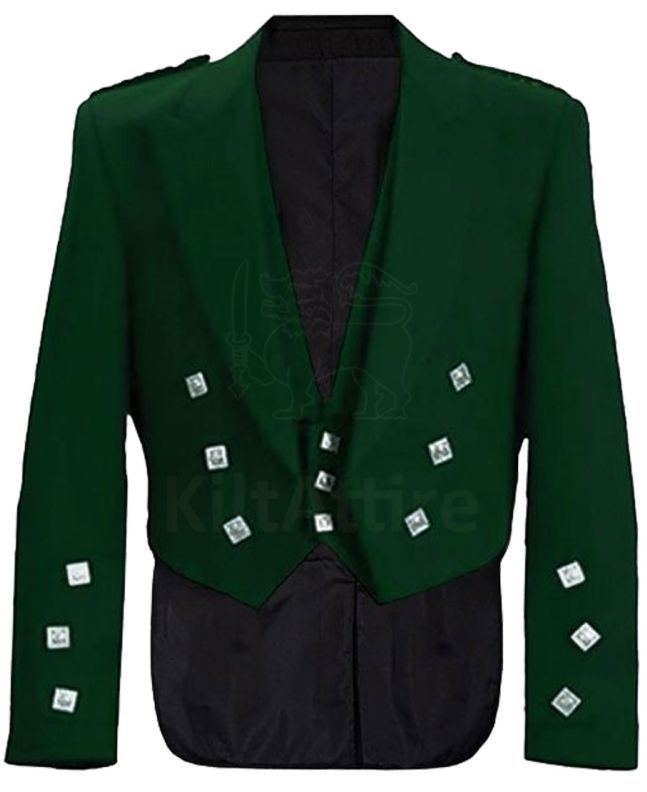 Dark Green Prince Charlie Jacket And Waistcoat