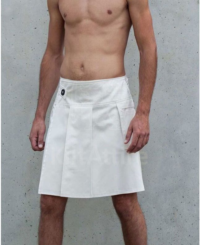 Falcon Designer White Utility Kilt for Men