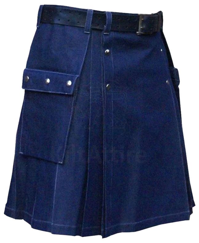 Men Blue Denim Kilt 