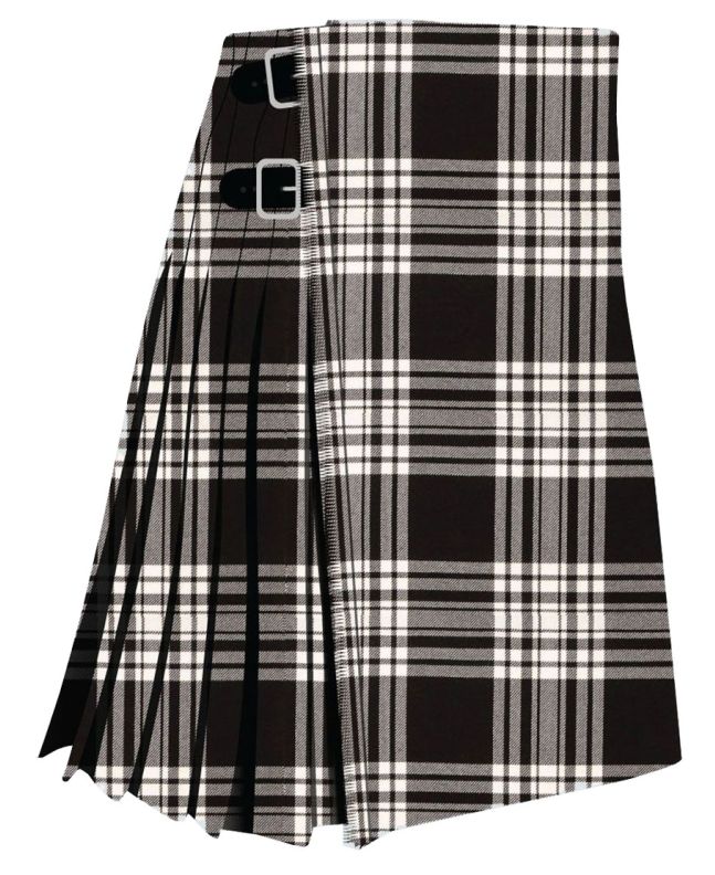 Menzies Black & White Modern Tartan Kilt 