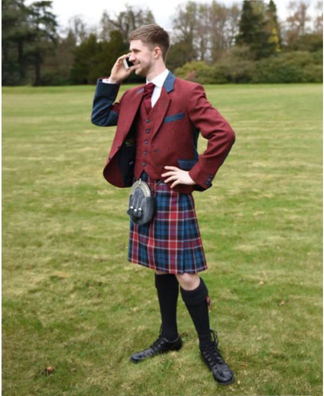 Modern Argyll Kilt Outfit For Men with Two Color Jacket