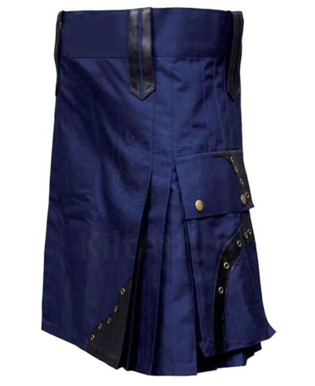 Modern Navy Blue Utility Kilt Side