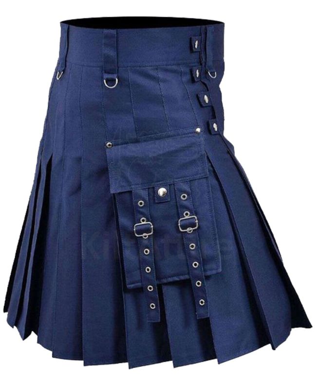 Navy Blue Fashion Utility Kilt