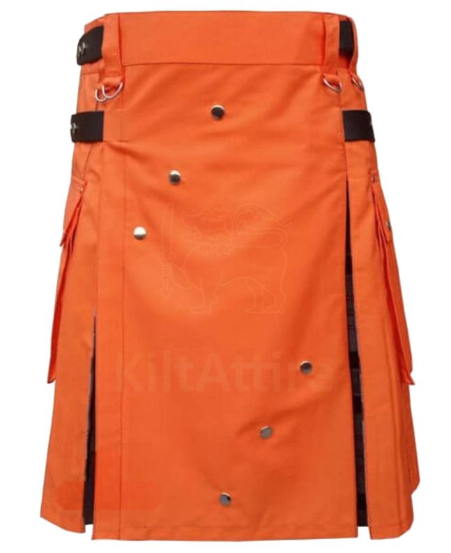 Orange Deluxe Utility Hybrid Kilt Side