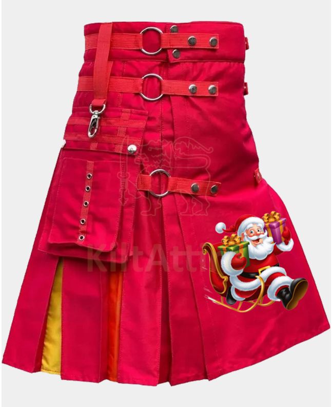 Rainbow Hybrid Santa Gifting Red Christmas Kilt