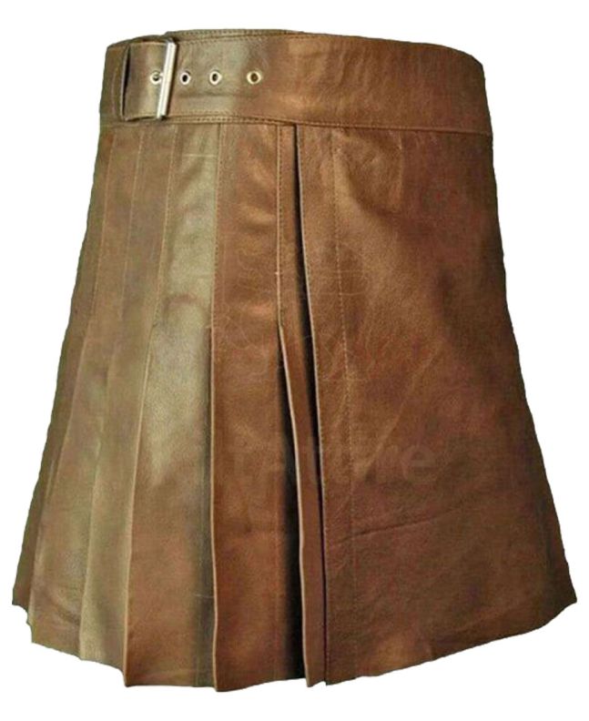 Real Brown Leather Kilt