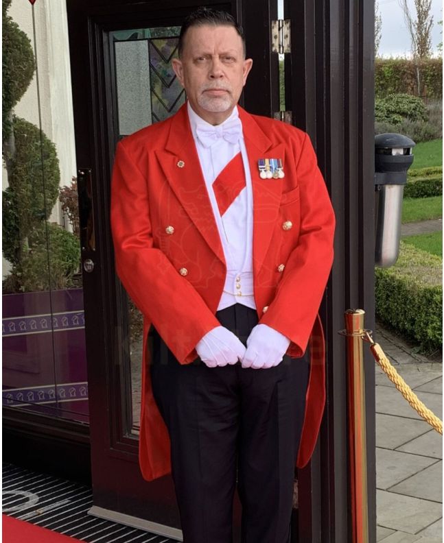 Red Long Prince Charlie Jacket with White Waistcoat Set 