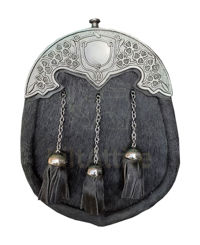 Shamrock Cantle Black Dress Sporran 