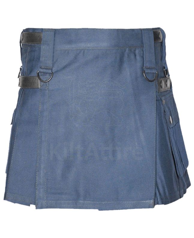 Short Womens Navy Four Straps Utility Kilt 