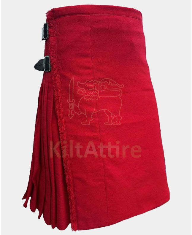 Solid Red Modern Tartan Kilt