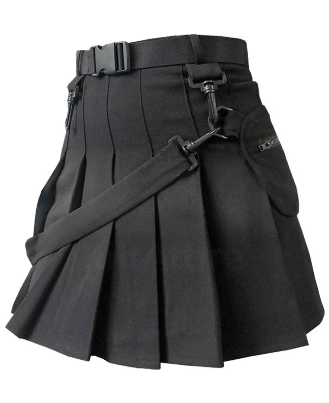 Stylish Black Women Utility Kilt