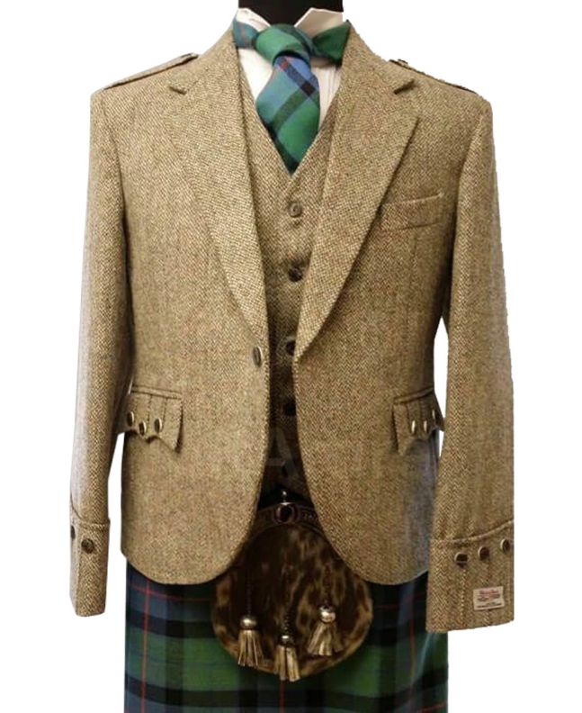 Tweed Kilt Jacket & Vest Brown Herringbone - Made to Measure