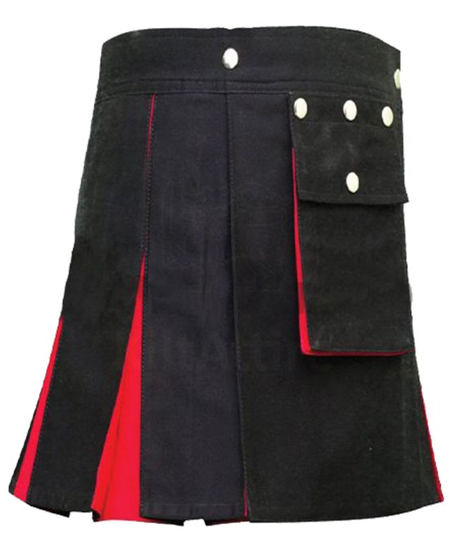 Women Black And Red Hybrid Utility Kilt
