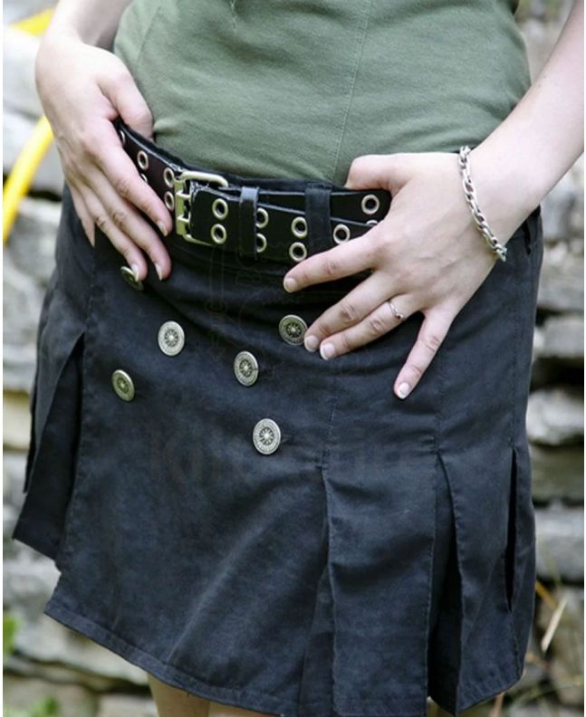 Womens Black Mini Utility Kilt 