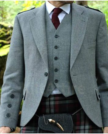Argyll Kilt Jacket & Waistcoat Light Grey