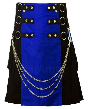 Black And Blue Fashion Hybrid Utility Kilt