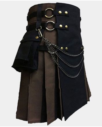 Black And Brown Canvas Cargo Hybrid Kilts