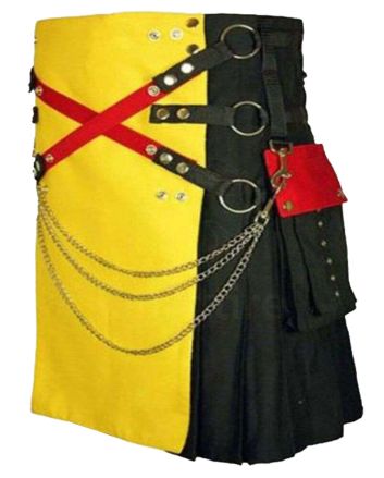 Black Fashion Gothic Utility Kilt