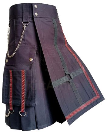 Black Fashion Utility Kilt