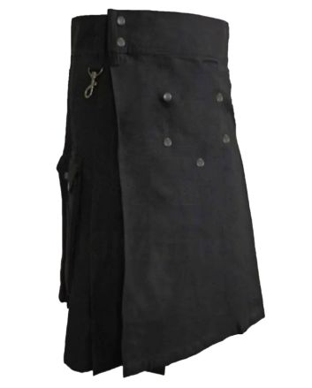 Black Long Womens Utility Kilt