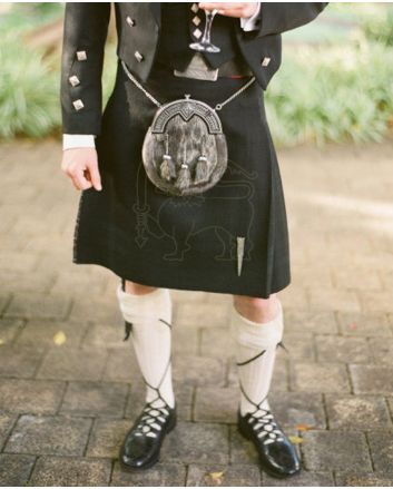 Black Solid Modern Tartan Kilt