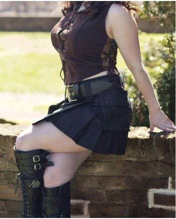 Black Women Mini Utility Kilt