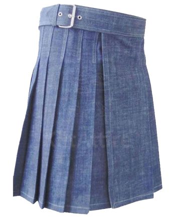 Blue Denim Kilt For Men