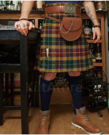Buchanan Muted Tartan kilt Front 
