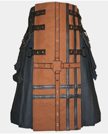 Black and Brown Double Cross Utility Kilt