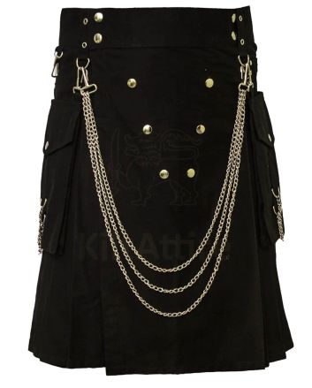 Famous Cargo Utility Kilt With Golden Chains