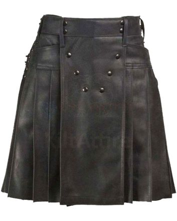 Fashion Leather Pleated Kilt