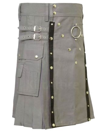 Gothic Style Grey Utility Kilt