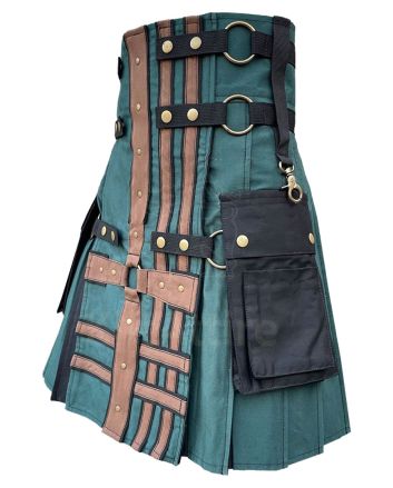 Green & Black Double Cross Utility Hybrid Kilt