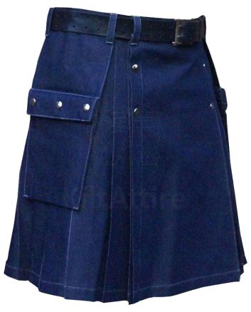 Men Blue Denim Kilt