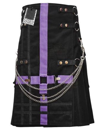 Men Fashion Black Wedding Utility Kilt