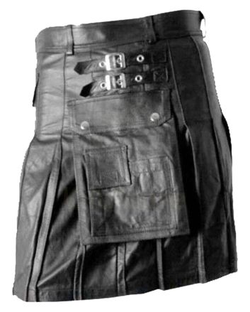 Mens Buckled Style Leather Kilt