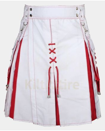 Men's White Hybrid Fashion Santa Claus Christmas Kilt