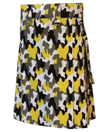 Modern Pattern Camo Utility Kilt with Detachable Pocket