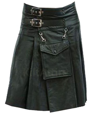 New Black Leather Kilt