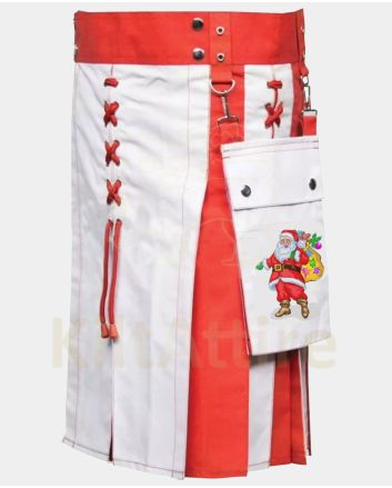 Premium Red and White Christmas Utility Kilt