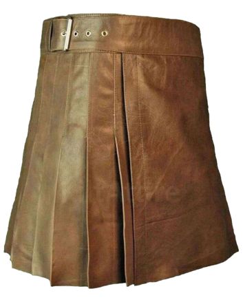 Real Brown Leather Kilt