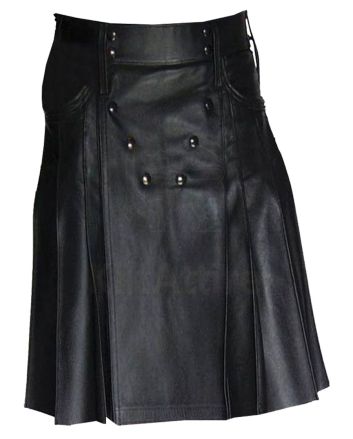 Real Leather Pleated Utility Kilt