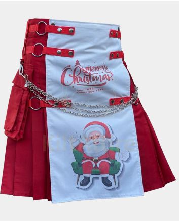 Red and White Santa Claus Merry Christmas Utility Kilt